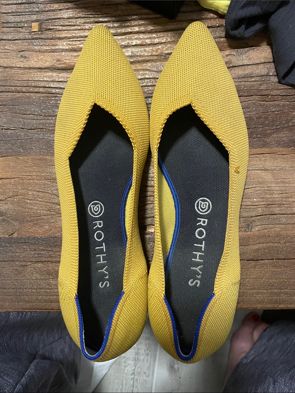 Rothy's Yellow mustard  Pointed-Toe Knit Flats